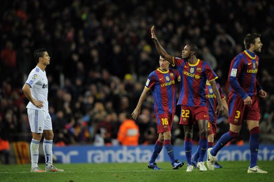 Barcelona after scoring five goals El Clasico
