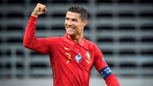 Cristiano Ronaldo celebrates his goal against Andorra