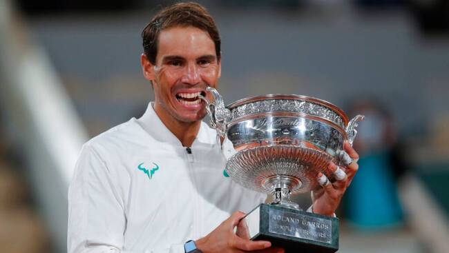 Rafael Nadal with the French Open Trophy