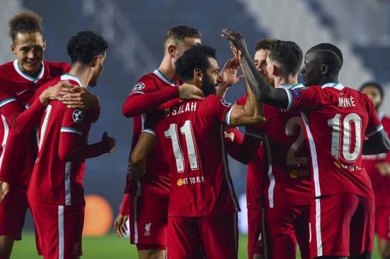 Liverpool players celebrating