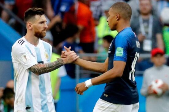 Messi and Mbappe at 2018 FIFA World Cup