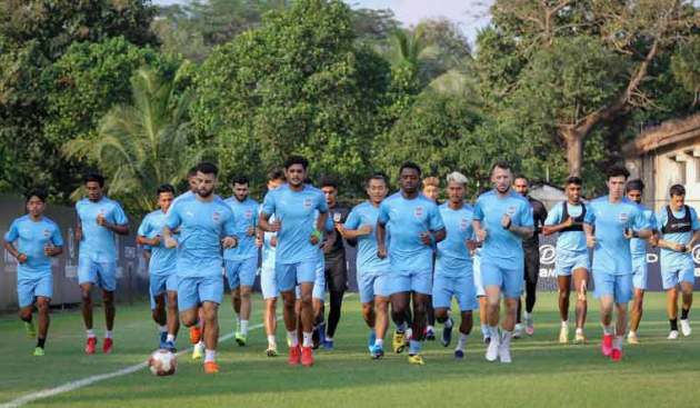 Mumbai City FC players train ahead of their tie against FC Goa