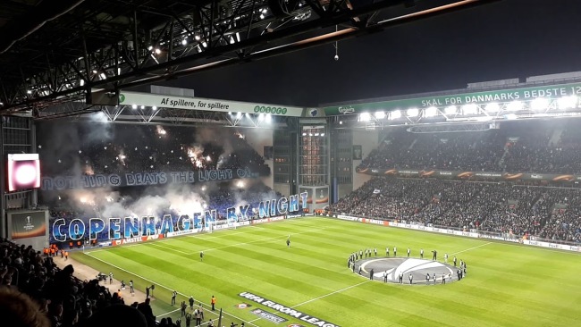 Amazing Copenhagen by night TIFO i Parken FC København - Atletico Europa League 2018 (Full version) - YouTube