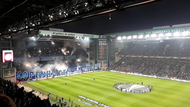 Amazing Copenhagen by night TIFO i Parken FC København - Atletico Europa  League 2018 (Full version) - YouTube