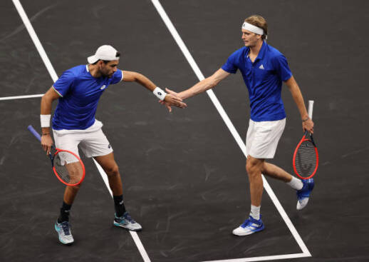  Zverev and Berrettini playing doubles at the Laver Cup