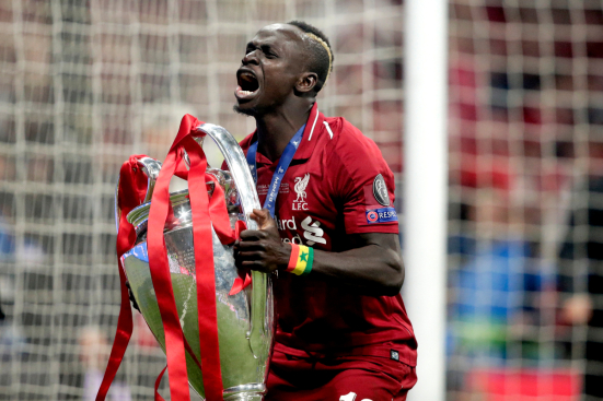 Sadio Mane celebrating Liverpool Champions League victory