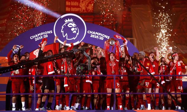 Liverpool lifting the Premier League in 2020