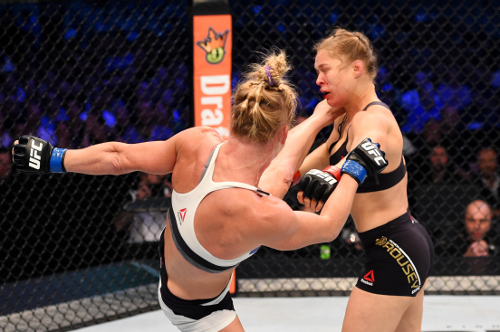 Holly Holm kicking Rousey