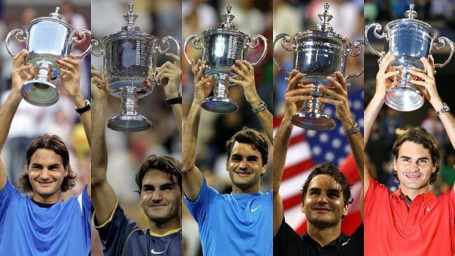 Federer consecutive US Open trophies