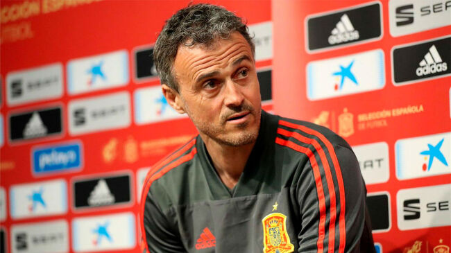 Luis Enrique at a press conference for Spain