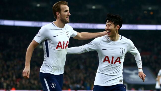 Harry Kane and Son celebrate