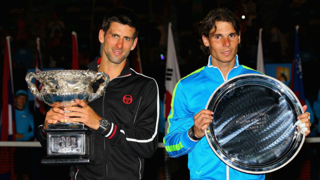 Novak Djokovic and Rafael Nadal at 2012 Australian Open closing ceremony