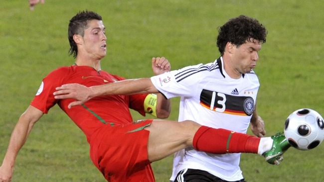 Cristiano Ronaldo and Michael Ballack at Euro 2008