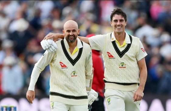 Nathan Lyon and Pat Cummins. The Ashes 2023 First Test Match