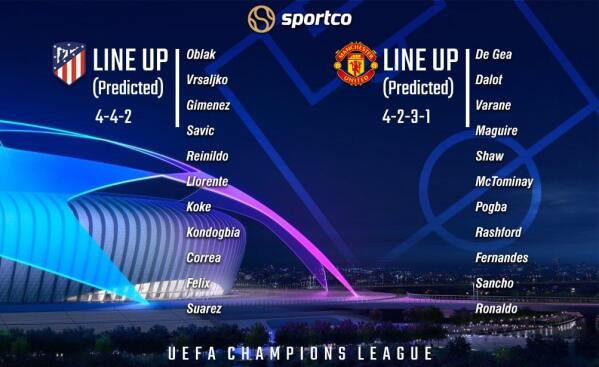 Atletico Madrid vs Manchester United Lineups