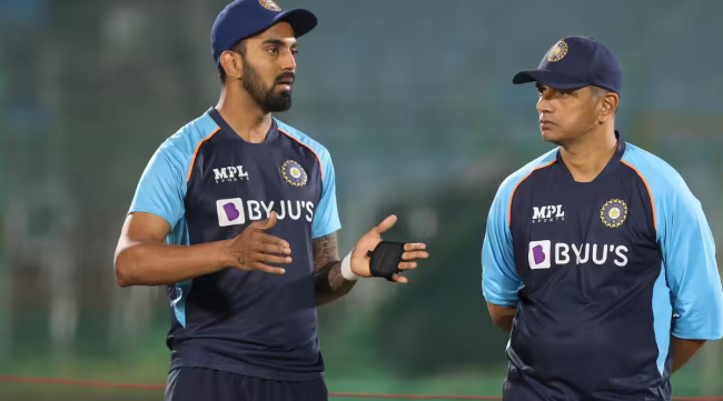 KL Rahul & Rahul Dravid. KL Rahul is set to miss first two games of Asia Cup 2023.