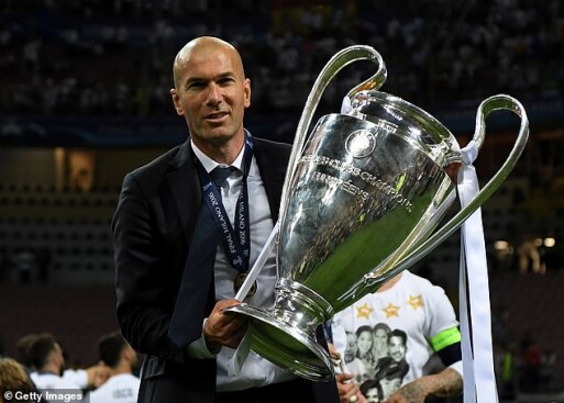 zidane with the champions league trophy