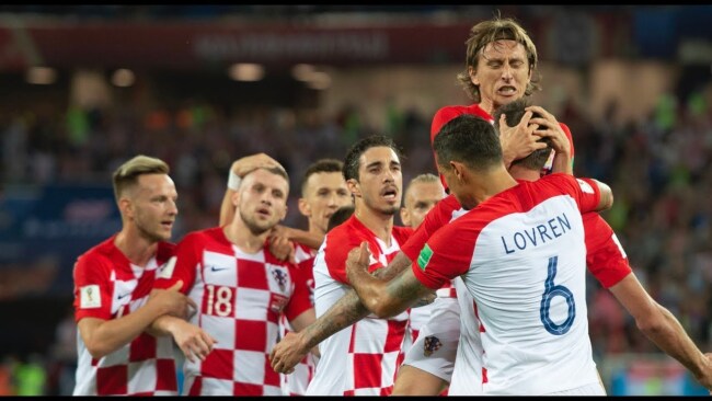 Croatian team celebrating a goal