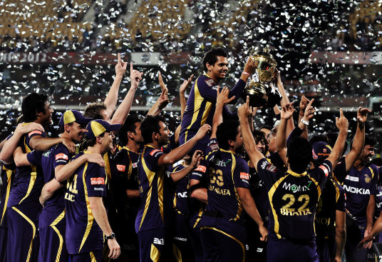 Kolkata Knight Riders lifting the IPL trophy in 2012