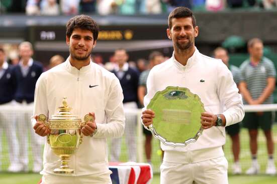 Carlos Alcaraz(Left) Novak Djokovic(Right) - One of the best match in Wimbledon history.