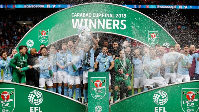 Man City winning the League cup in 2018