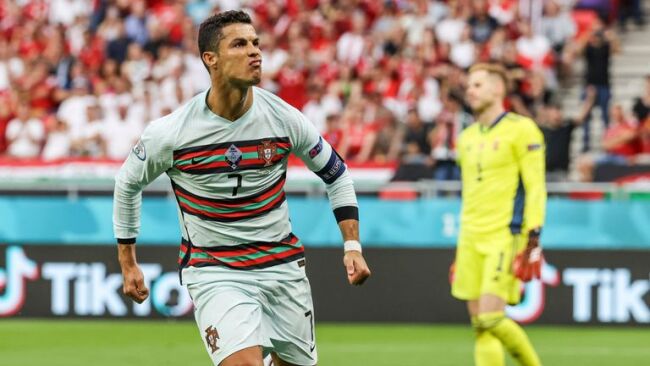 Cristiano Ronaldo scores for Portugal against Hungary