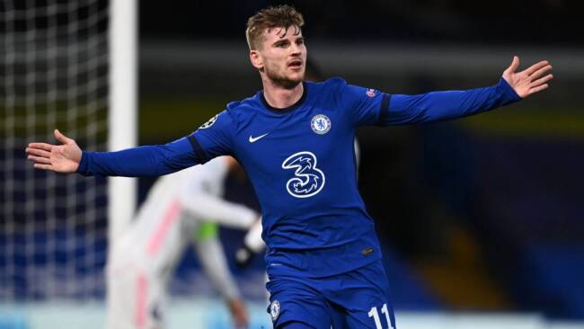 Werner celebrating his goal against Real Madrid