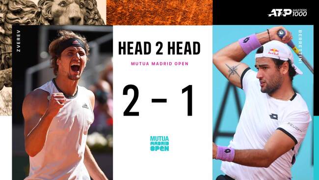 zverev vs berrettini head to head record