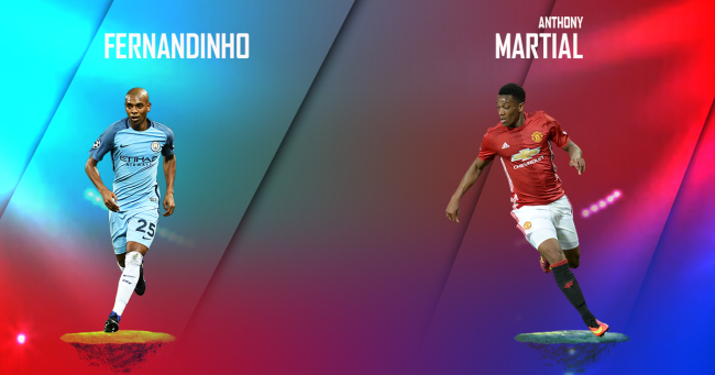 Fernandinho v Anthony Martial  Manchester City