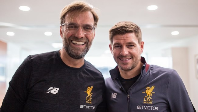 Jurgen Klopp and Steven Gerard (Picture: Youtube)  Liverpool