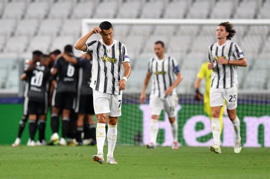 A frustrated Ronaldo after being eliminated by Lyon in the champions league