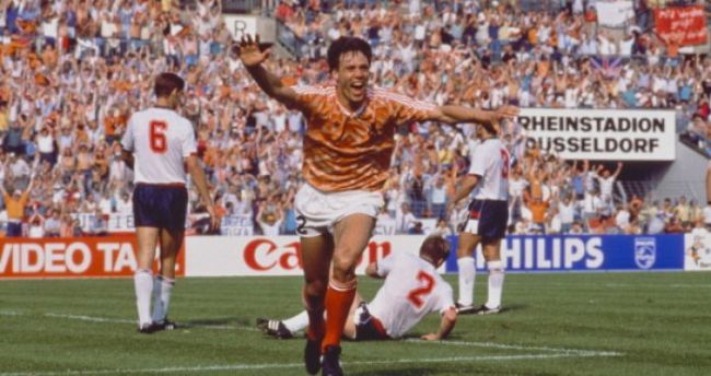 Marco Van Basten celebrating a goal