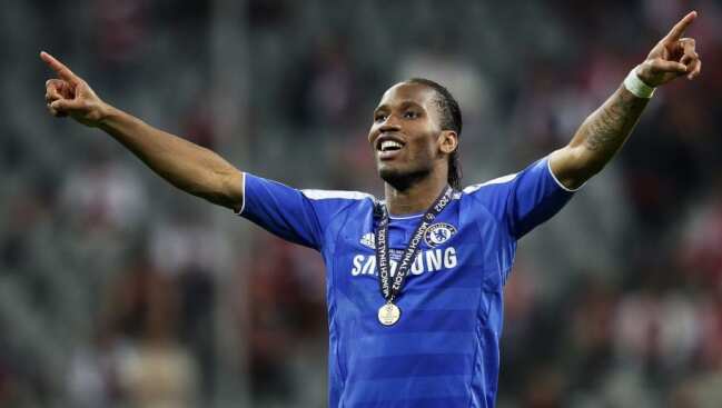 Didier Drogba after winning the Champions League for Chelsea