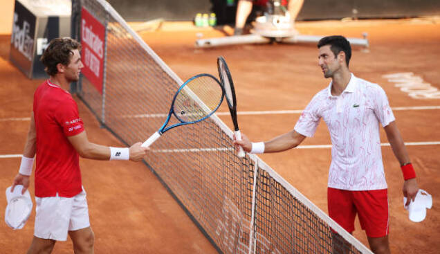 Novak and Kasper in their previous meeting in the Italian Open in 2020