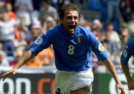 Antonio Conte after scoring against Turkey in Euro 2000