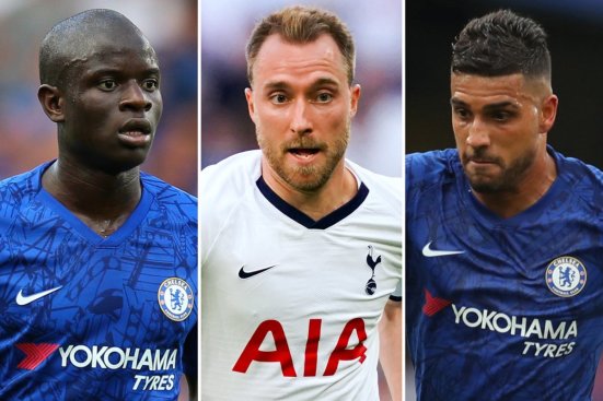 N'Golo Kante, Christian Eriksen and Emerson Palmeri  Sarri