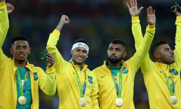 Brazil team winning Gold at Rio Olympics