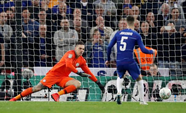 Ederson saving Jorginho's penalty