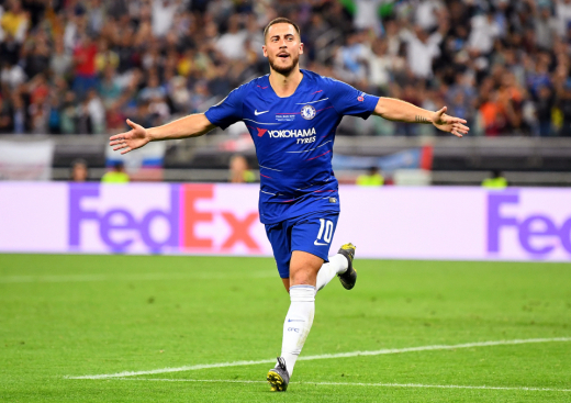 Eden Hazard celebrating a goal for Chelsea