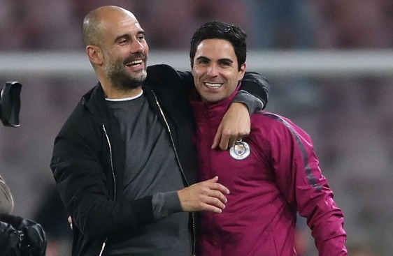 Pep Guardiola Mikel Arteta Manchester City