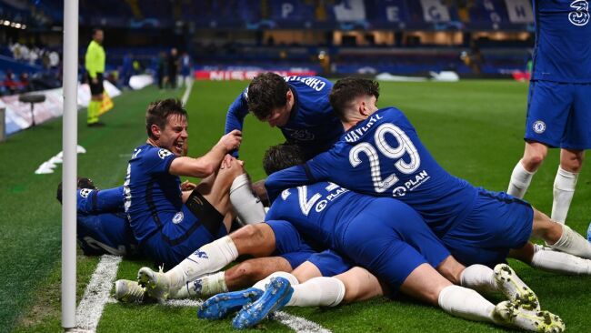 Chelsea celebrate their second goal against Real Madrid