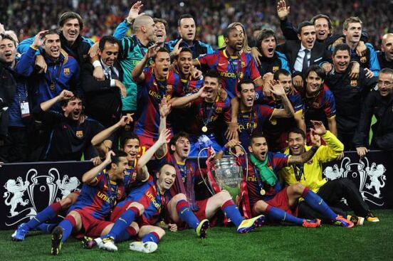 Barcelona winning the champions league in 2011