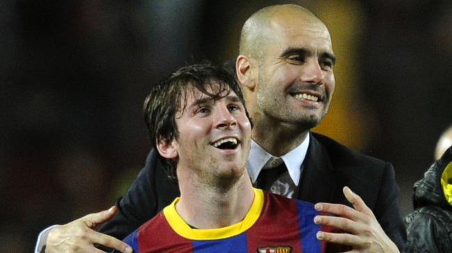 Lionel Messi and Pep Guardiola