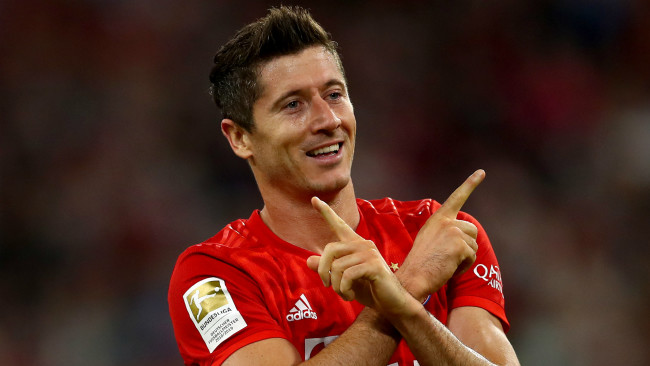 Robert Lewandowski with his trademark celebration