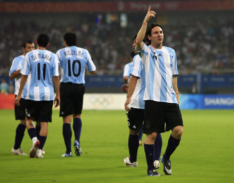 Lionel Messi celebrating Argentina